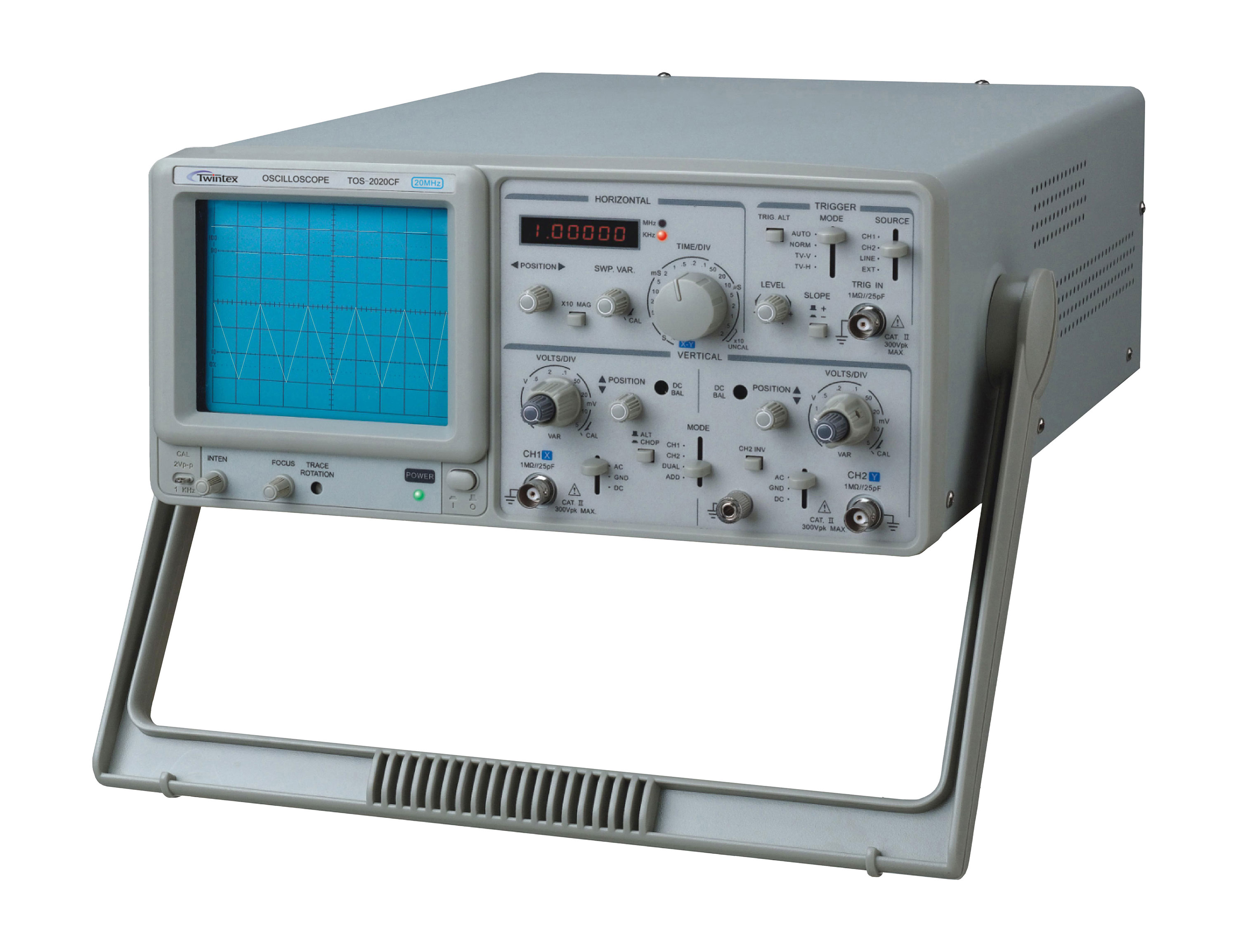 TWINTEX TOS2022CF Analog Oscilloscope 20MHz with builtin 6 digits