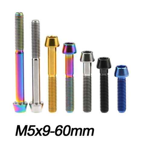 Titanium Ti Bolt M5x9 15 16 18 20 25 30 35 40 45 50 55 60mm Taper Head Screw for Bicycle Stem Seatpost Bicycle Parts GR5 ► Photo 1/6