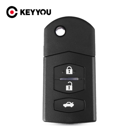 KEYYOU Car Flip Folding Remote Key Shell 3 Buttons Flip Remote key Cover FOB For Mazda 2 3 5 free shipping ► Photo 1/6