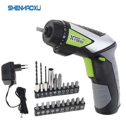 4.8V Cordless Electric Screwdriver Mini Electric Drill Home Set EU Plug Multi-Function Portable LED working light with 20 PCS ► Photo 1/6