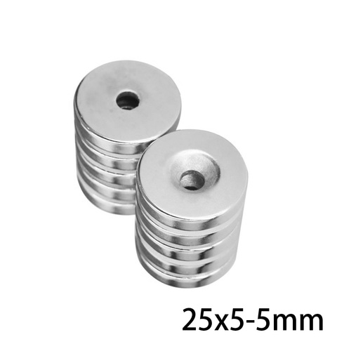 2~20PCS 25x5-5 mm Permanent NdFeB Strong Magnets 25*5 mm Hole 5mm Round Countersunk Neodymium Magnetic Magnet 25X5-5mm 25*5-5 ► Photo 1/6