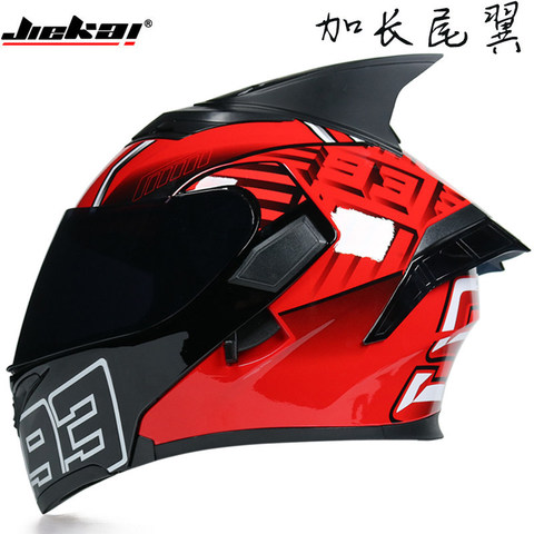 JIEKAI Motorcycle Flip Up Helmet Personality Horn Tail Motorbike Motocross Shark Moto Helmet Technology Design Full Face Casco ► Photo 1/6