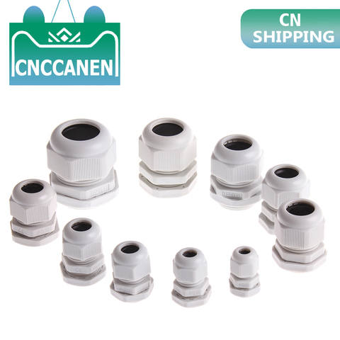 1PC IP68 PG7 for 3-6.5mm PG9 PG11 PG13.5 PG16 PG19 PG21 PG24 PG25 PG29 Wire White Waterproof Nylon Plastic Cable Gland Connector ► Photo 1/6