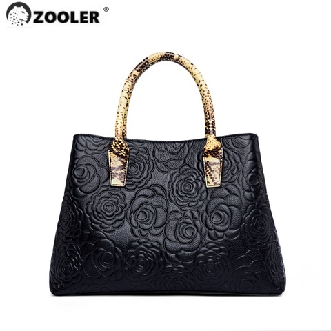 ZOOLER Business Women Bags Genuine Leather Handbag Embossed High Quality Luxury Skin Leather Shoulder bags Designer Black #yc229 ► Photo 1/6