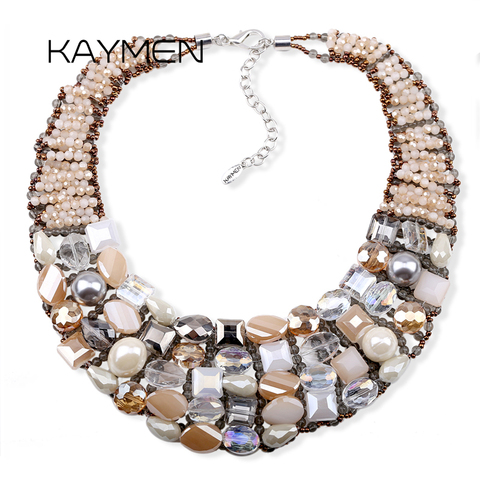 KAYMEN New Bohemian choker Necklace For Women Girls, Handmade Crystals Weaving Statement Necklace Wedding Party Jewelry NK-01656 ► Photo 1/6