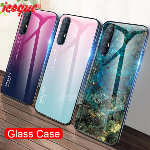 Luxury Glass Case for Oppo Reno 3 Pro 4 2 2Z Realme 7 Pro X7 X50 6 5 C3 7i C17 XT X2 Find X2 Neo Lite A91 Phone Case Coque Cover ► Photo 1/6