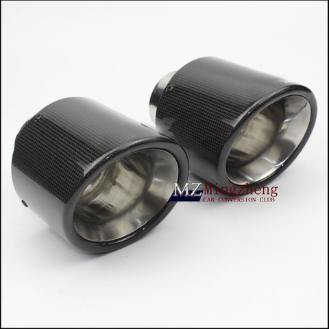 114MM Outlet Glossy Carbon Fiber exhaust tip 304 Stainless Steel Universal Muffler tips A.K exhaust pipe ► Photo 1/6