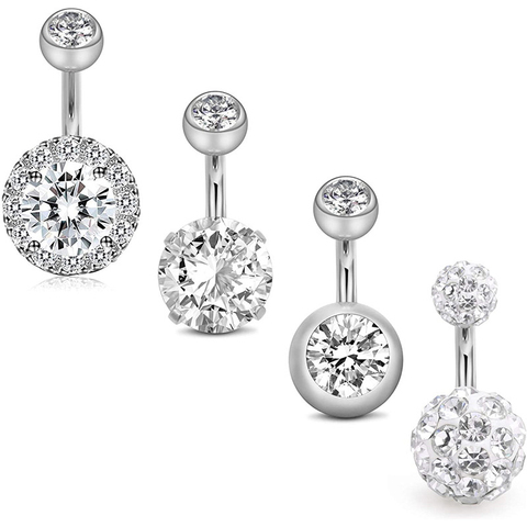 3~6 Pcs Belly Button Rings 6MM Stainless Steel 14G CZ Navel Rings Barbells Studs Women Girls Body Piercing Jewelry ► Photo 1/6