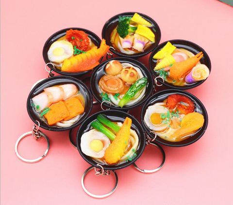 Simulation Noodles Food key chain promotional gift children play toys kitchen food props key Ring party gift keychain K3156 ► Photo 1/6