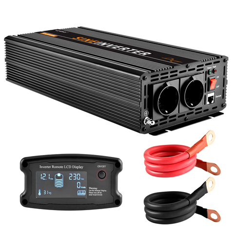 3000W Pure Sine Wave Power Inverter DC 12V to AC 230V with LCD