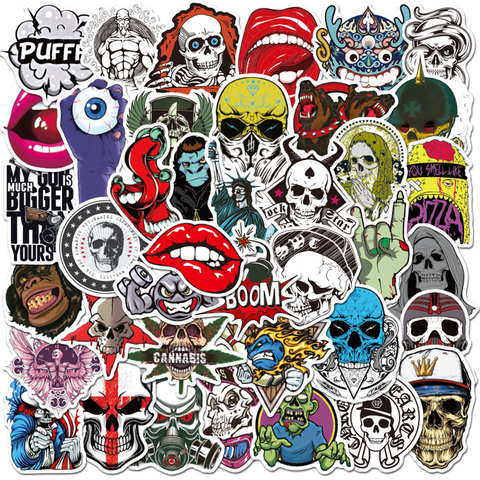 10/30/50PCS Terror Series Skull Graffiti Stickers Guitar Laptop Skateboard Luggage Phone Bike Waterproof Cool Stickers Kid Toy ► Photo 1/6