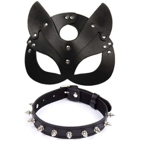 Porn Fetish Head Mask Whip BDSM Bondage Restraints PU Leather Cat Halloween Mask Roleplay Sex Toy For Men Women Cosplay Games ► Photo 1/6