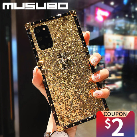 MUSUBO 3D Bee Phone Case For Samsung Galaxy Note 20 Ultra S8 S10 PLUS S9 A71 A51 M30 Square Coque  Soft Silicone Sequins Cover ► Photo 1/6