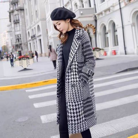 2022 Female Thick Coats Jacket Plaid Imitation Mink Cashmere Coat Women Long Woolen Coat Winter  Overcoat Wool Checked Coat ► Photo 1/6