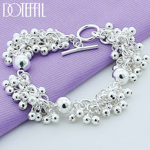 DOTEFFIL 925 Sterling Silver Grapes More Beads Charm Bracelets Jewelry For Fashion Women Wedding Engagement Gift ► Photo 1/6