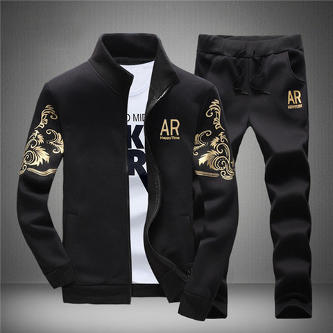 Fashion 2022 Men Tracksuit Outerwear Hoodie Set 2 Pieces Autumn Sporting Track Suit Male Fitness Sweatshirts Jacket + Pants Sets ► Photo 1/1