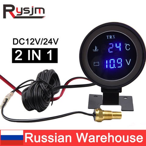 DC12V/24V Car LCD Digital Voltmeter Water temperature Gauge Meter with Sensor 10/12/14/16/17/21mm Universal Round Digital Gauge ► Photo 1/6