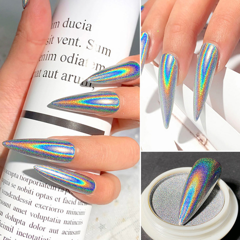 Nail Holographic Iridescent Powder Silver Laser Glitter Mirror Chrome Nail  Pigment Powders - Buy Nail Holographic Iridescent Powder Silver Laser  Glitter Mirror Chrome Nail Pigment Powders Product on