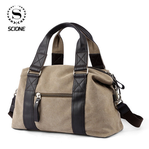 Scione Casual Vintage Multifunction Trunk Men's Canvas Crossbody Travel Bag Men Shoulder Bag Messenger Handbag ► Photo 1/6