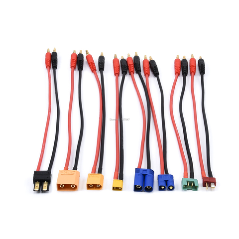 20CM EC3 EC5 XT30 XT60 XT90 MPX TRX T Plug Charge Lead to 4.0mm Banana Plugs Charge Cable Silicone Wire 14AWG For Lipo Battery ► Photo 1/6