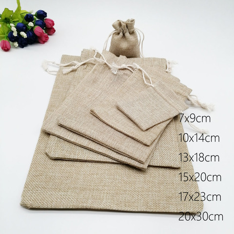 200pcs Jute Bags Gift Drawstring Pouch Gift Box Packaging Bags For Gift Linen Bags Jewelry Display Wedding Sack Burlap Bag Diy ► Photo 1/6