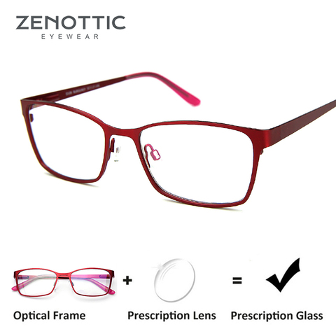 ZENOTTIC Red Frame Prescription Glasses Women Alloy Frame Photochromic Eyeglasses Frame Optical Myopia Hyperopia Eyewear 2022 ► Photo 1/6