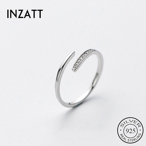 INZATT Real 925 Sterling Silver Zircon Adjustable Ring For Fashion Women Party Minimalist Fine Jewelry 2022 Cute Accessories ► Photo 1/6