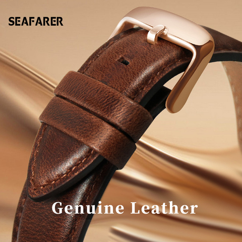 SEAFARER Leather Watch Band White With Rose Gold Clasp Watchband12 14 16 17 18 20 22 24mm For DW Daniel Wellington Watch Strap ► Photo 1/6
