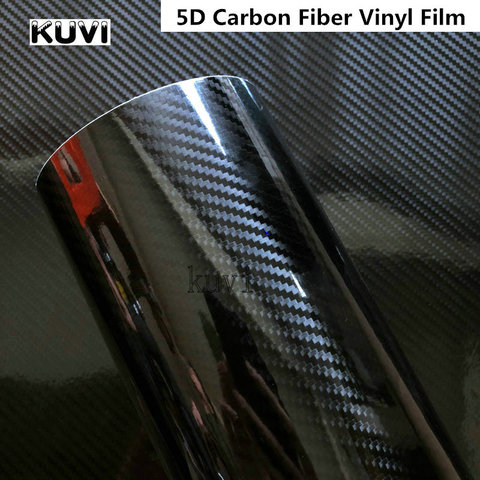 152CM PVC 5D Carbon Fiber Vinyl Foil Film Car Wrap Roll Sticker Decal Black DIY Waterproof All Weather Adhesive Tape Back NEW ► Photo 1/6