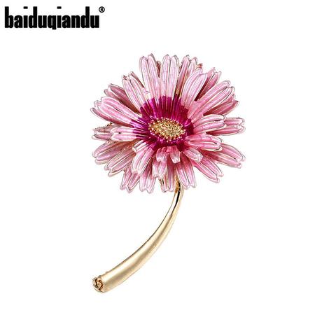 baiduqiandu New Arrival Enameled Pink Purple Daisy Flower Brooch Pins for Women's Clothes Jewelry Accessories ► Photo 1/6