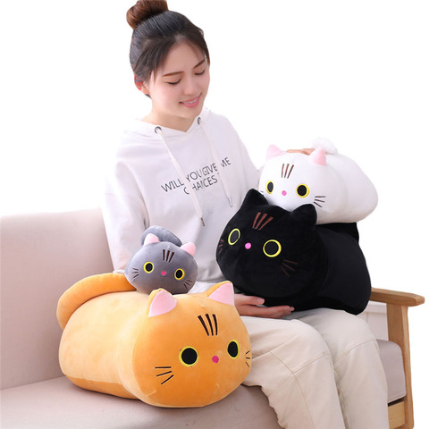 25cm 35cm 50cm plush cat toy white black brown stuffed animal cat plush throw pillow kids toys birthday gift for children ► Photo 1/6