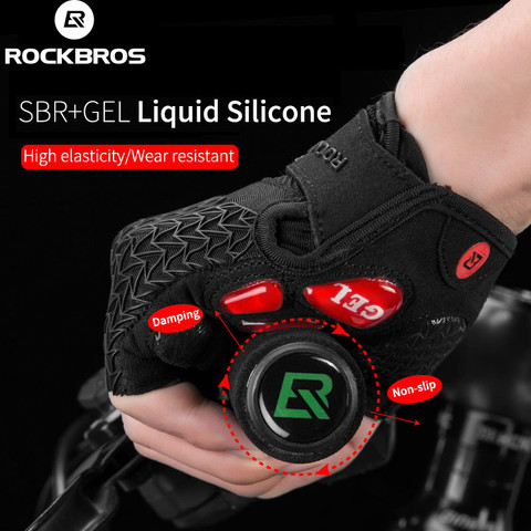 ROCKBROS Cycling Gloves MTB Road Gloves Mountain Bike Half Finger Gloves Men Summer Bicycle Gym Fitness Non-slip Sports Gloves ► Photo 1/6