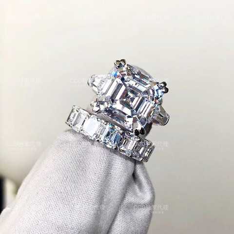 Luxury Promise ring 925 Sterling silver Asscher cut 6ct AAAA cz Stone Engagement Wedding Band Rings for women Bridal Jewelry ► Photo 1/5