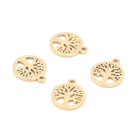 20pcs 10mm Stainless Steel Gold Tree Charms for Earring Pendant Bracelets Accessories DIY Handcrafted Jewelry Making ► Photo 1/3
