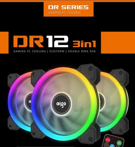 Aigo DR12 Computer Case PC Cooling Fan Light Bar RGB Adjust LED 120mm Quiet + IR Remote Cooler Fan led lights  strips ► Photo 1/4