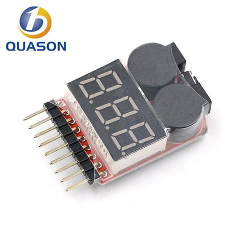 New 1-8S Lipo Li-ion Fe Battery Voltage 2IN1 Indicator Tester Low Voltage Buzzer Alarm For RC Car Boat LED 3.7-30V Dual Speaker ► Photo 1/5