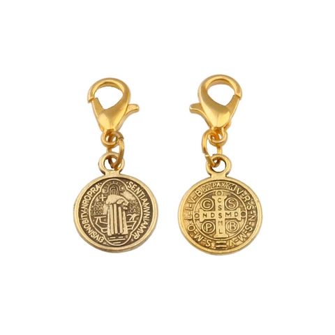20 Pcs Saint  Jesus Benedict Nursia Patron Medal Cross Charms With Lobster Clasp Fit Bracelet DIY Jewelry 11.8x29mm  A-382b ► Photo 1/6