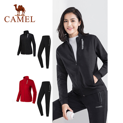 CAMEL Gym Sports Suit Men Women Jogging Turtleneck Running Set Workout Fitness Winter Long Sleeve Training With Pocket ► Photo 1/6