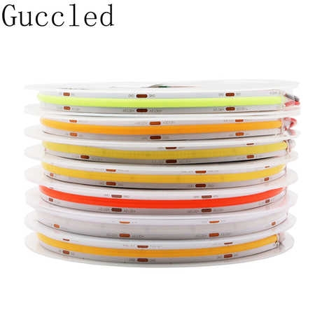 DC12 24V High Density COB/FOB Led Flexible Strip Light 384/582Leds/m ,10/14W RA80 White/Nature White/Warm White/Red/Blue/Green ► Photo 1/6