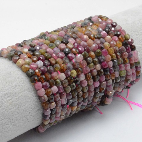 Natural Mutiple Color Tourmaline Faceted Irregular Cube Bead 4.5-4.8mm ► Photo 1/6