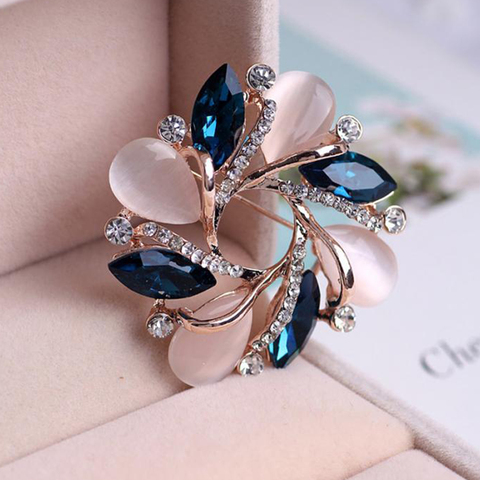 Women Fashion Jewelry Bauhinia Crystal Brooch Pin For Scarf Buckle Clothing Accessories Flowers Opal Brooches ► Photo 1/6