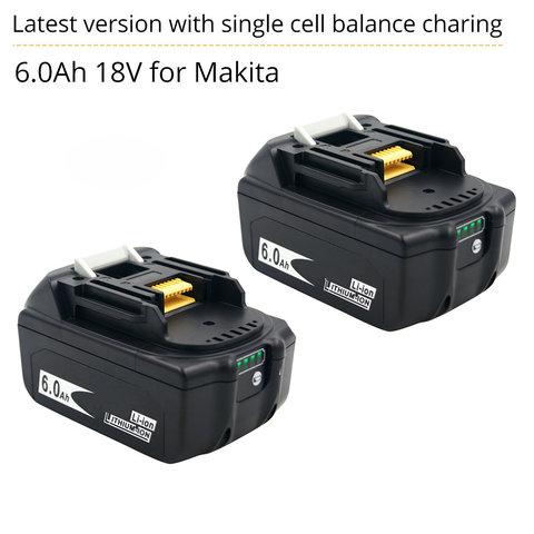 BL1860 18V 6A Li-ion Power Tools Rechargeable Battery for Makita BL1830 BL1840 BL1850  with NEW Single Cell Balance Protection ► Photo 1/6