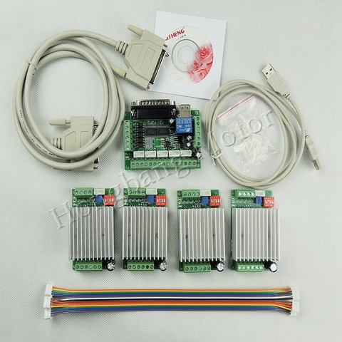 CNC Router 4 Axis Kit,TB6600 4 Axis mach3 Stepper Motor Driver Controller kit 4.5A + one 5 axis breakout board for nema23 motors ► Photo 1/5