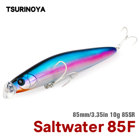 TSURINOYA Floating Minnow Sea Fishing Lure HUNTER DW80 85SR 85mm 10g Saltwater Shallow Range Seabass Pike Hard Bait  Jerkbait ► Photo 1/6