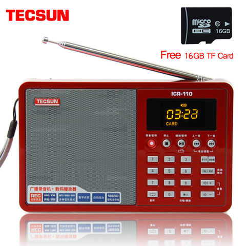 Tecsun ICR-110 with 16GB TF card Digital Portable AM/FM Radio + MP3 Player + Desktop/Laptop Computer USB Speaker + Recorder ► Photo 1/6