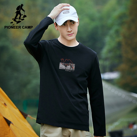 Pioneer Camp 2022 Oversized t-shirt Men Long Sleeve 100% Cotton Camel Print and Embroidery Fashion Men's T-shirt XCS123160 ► Photo 1/6