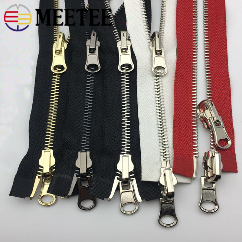1pc Meetee 80/100/120cm Auto Lock Metal Zipper Double-slider Zippers for  Jackets Coat DIY