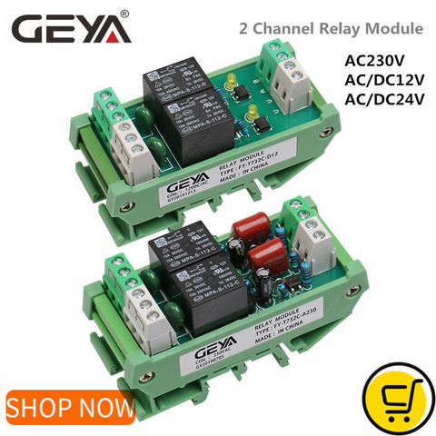 GEYA FY-T73 2 Channel Relay Module AC/DC 12V 24V AC230V Relay Interface PLC Control ► Photo 1/6