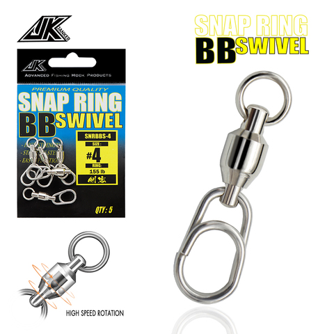 JK New Arrival pike fishing accessories Connector Pin Bearing Rolling Swivel Stainless Steel Snap Fishhook Lure Swivels Tackle ► Photo 1/6