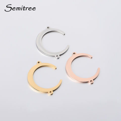 Semitree 5pcs Stainless Steel Moon Bracelet Connectors Necklace Gold Charms Pendants for Jewelry Making DIY Handmade Accessories ► Photo 1/5